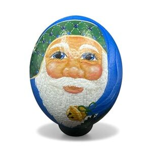 Vintage Handpainted Santa Ostrich Egg Vintage Handpainted Christmas Ostrich Egg